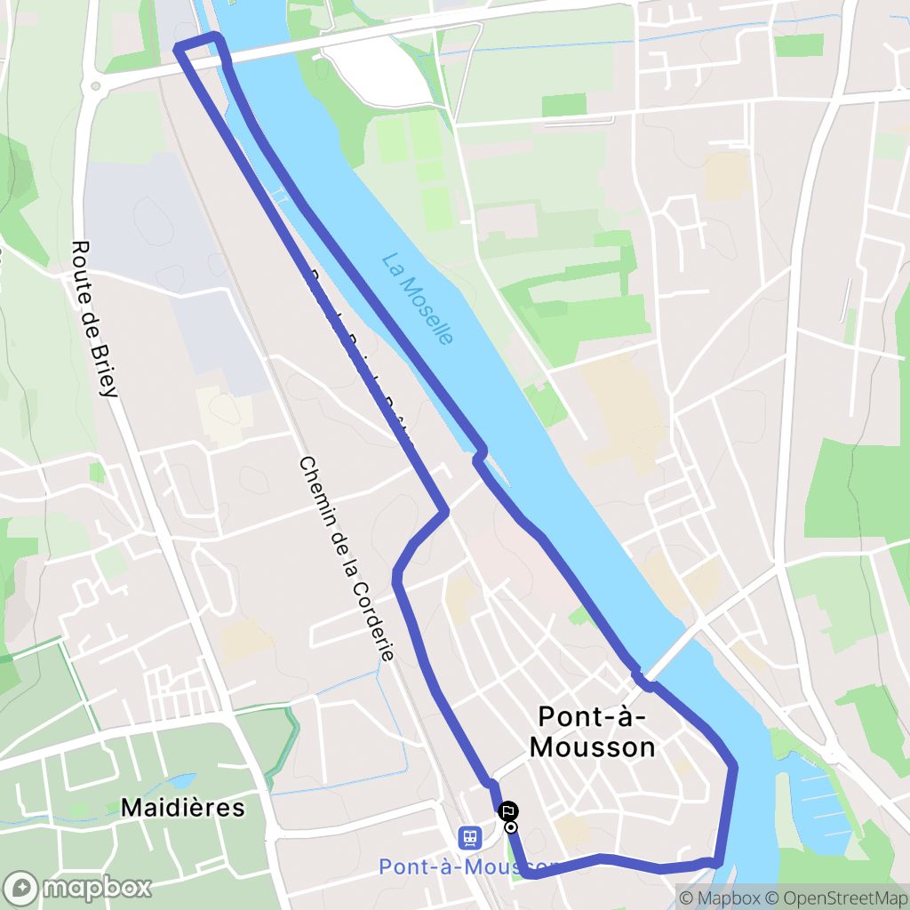 Pont-à-Mousson : carte du parcours de randonnée - France