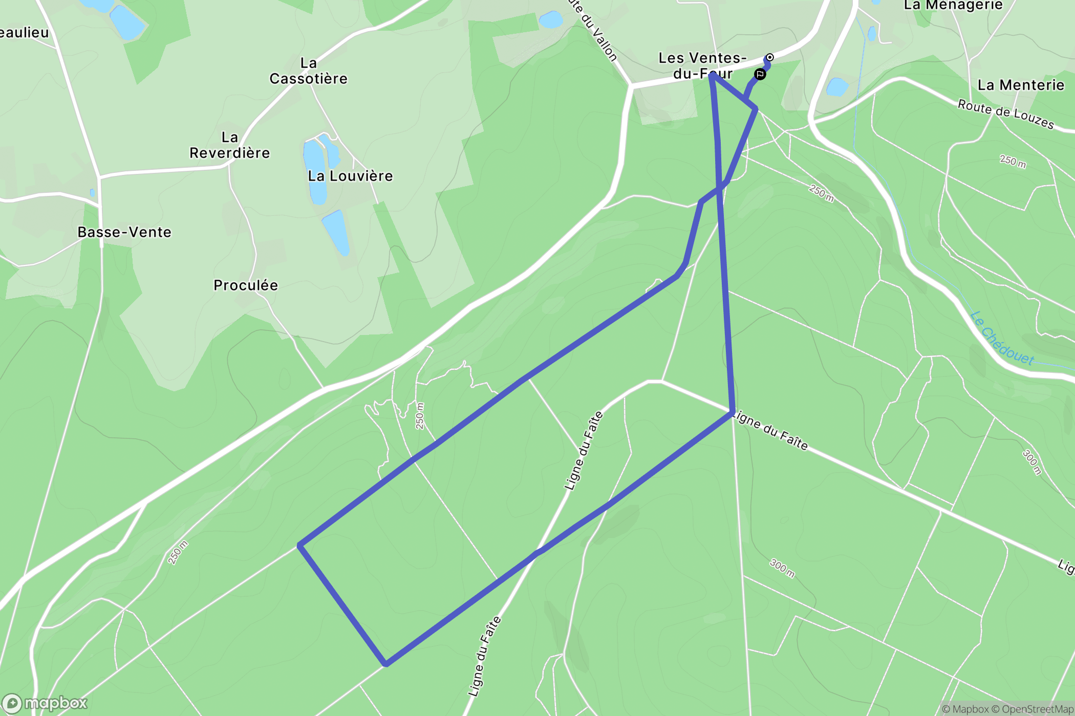 Villeneuve-en-Perseigne : carte du parcours de randonnée - France