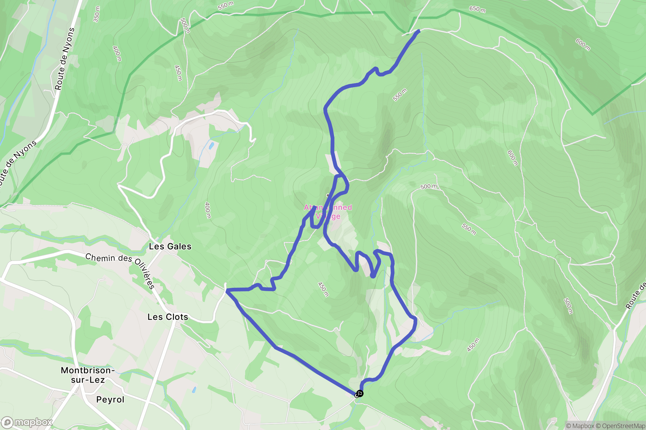 Montbrison-sur-Lez : carte du parcours de randonnée - France