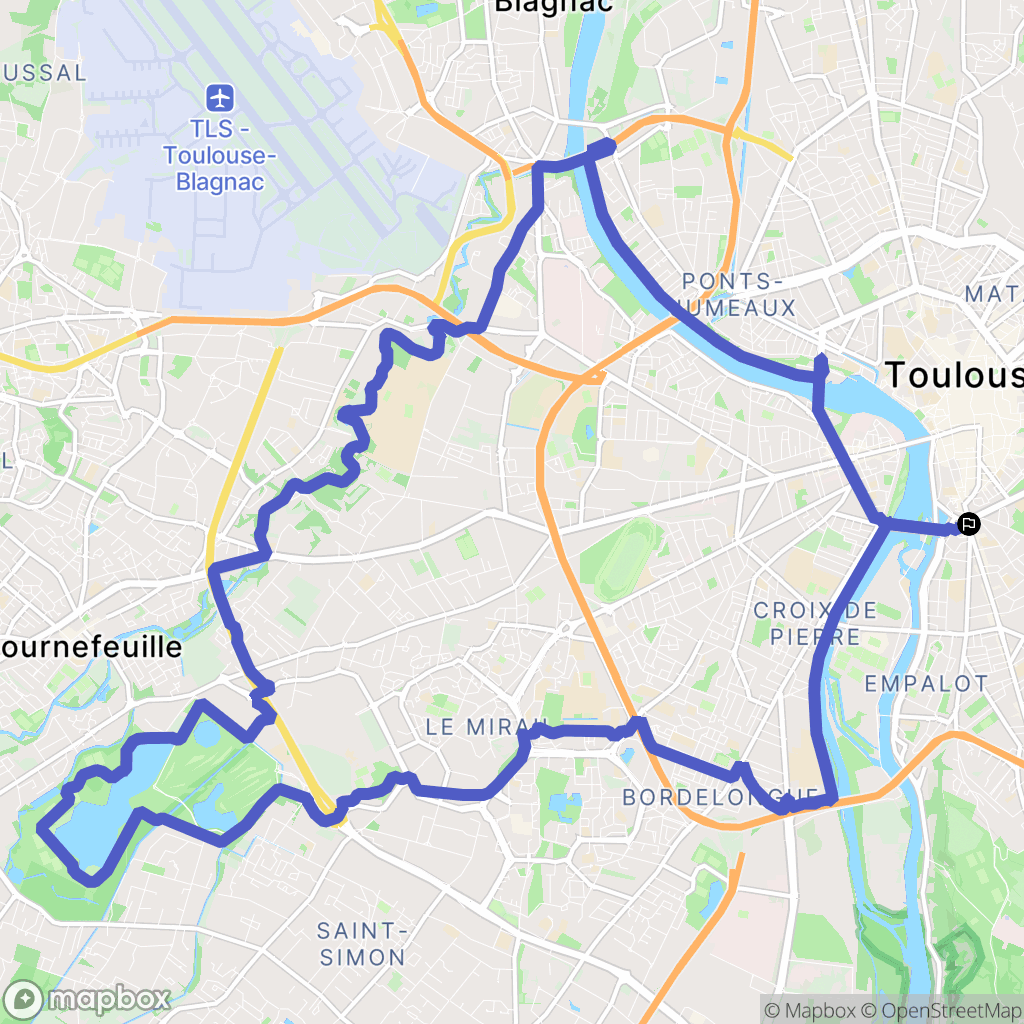 Toulouse : carte du parcours de randonnée - France