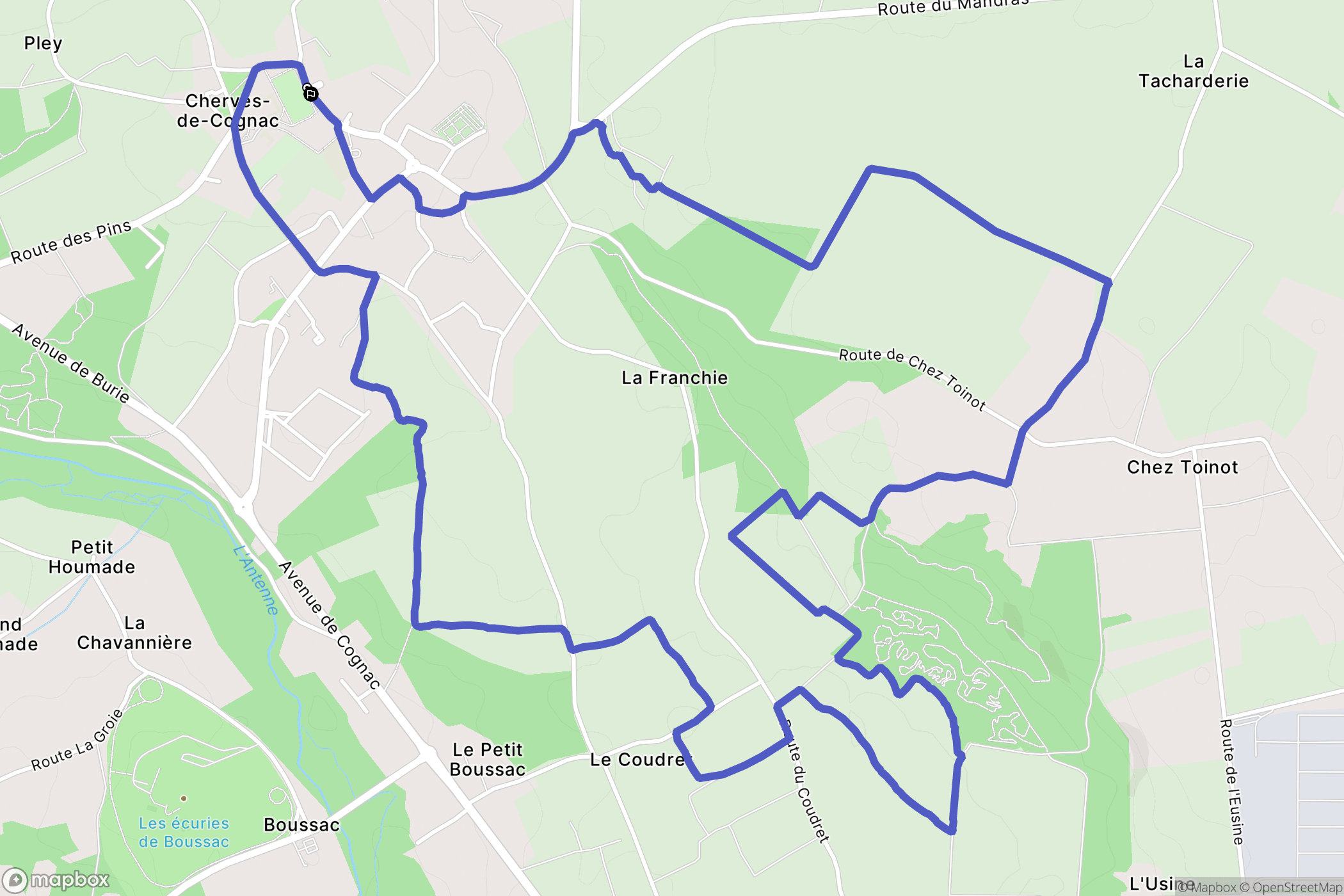 Cherves-Richemont : carte du parcours de randonnée - France