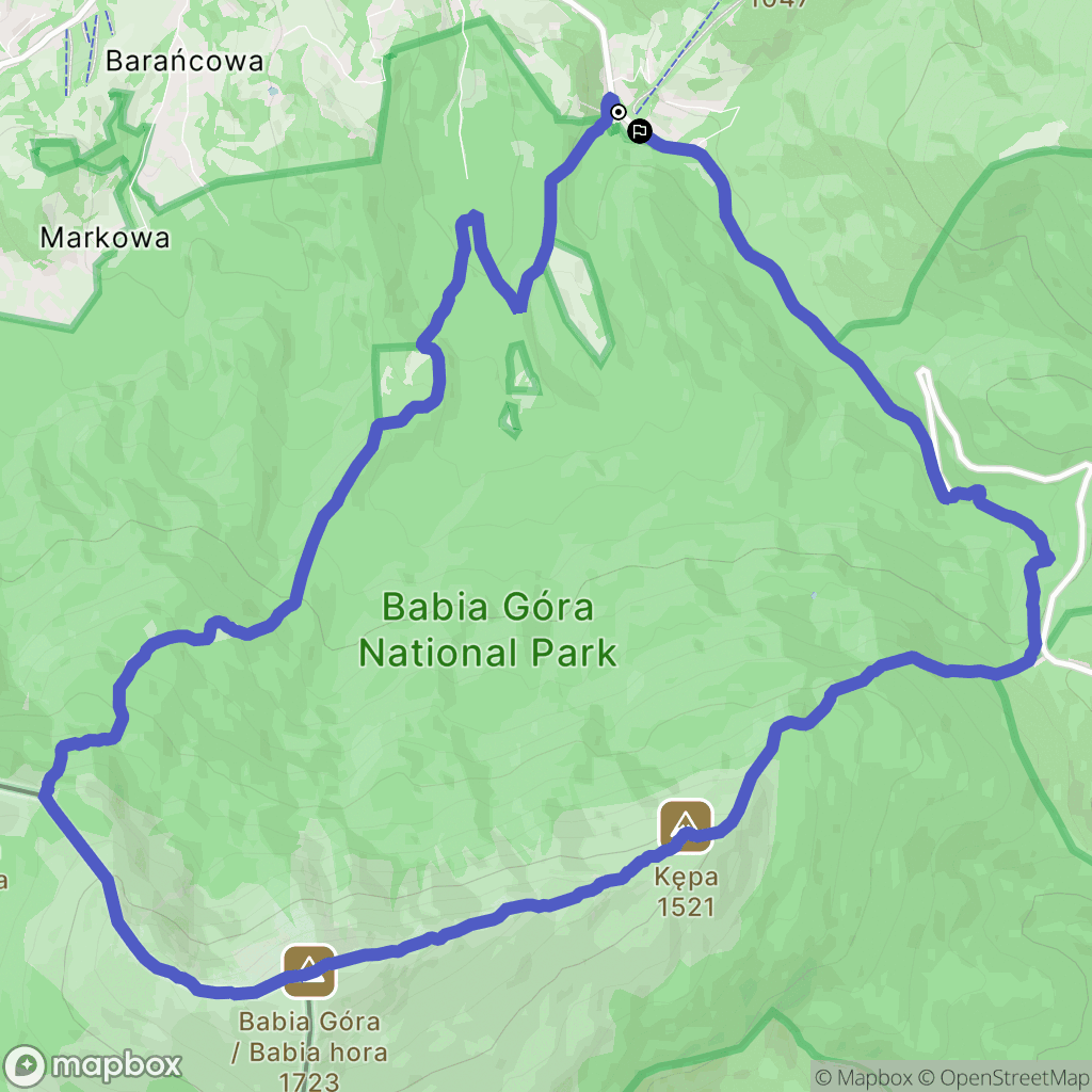 Zawoja: mapa trasy - Poland