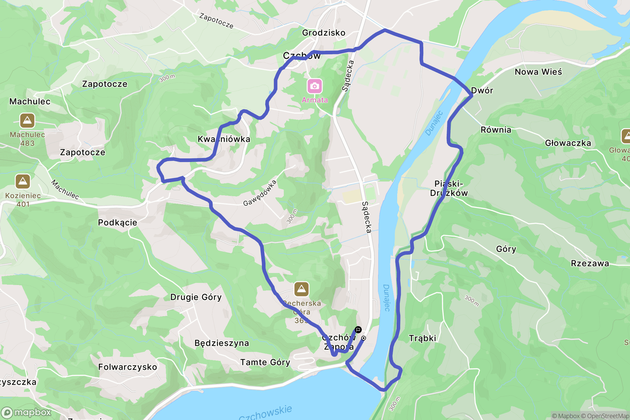 Czchów: mapa trasy - Poland