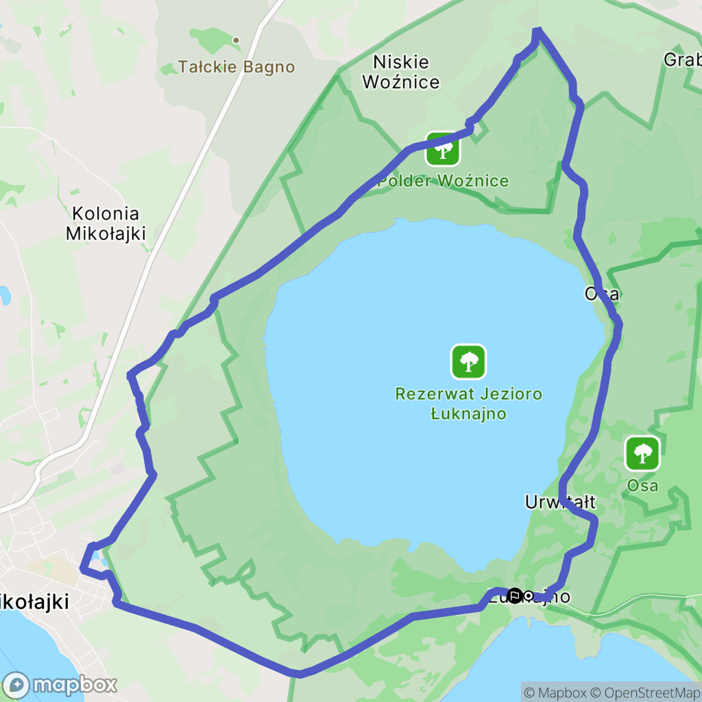 Łuknajno: mapa trasy - Poland