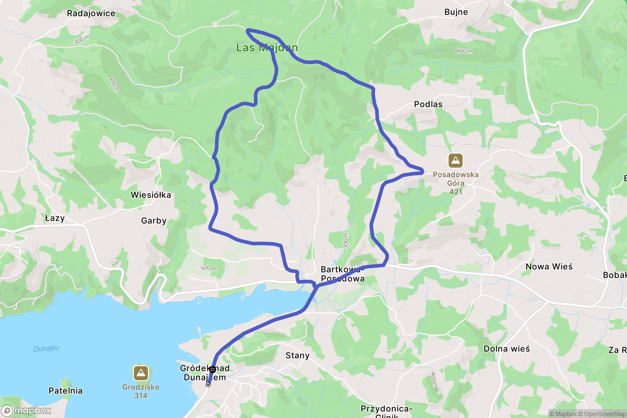 Gródek nad Dunajcem: mapa trasy - Poland