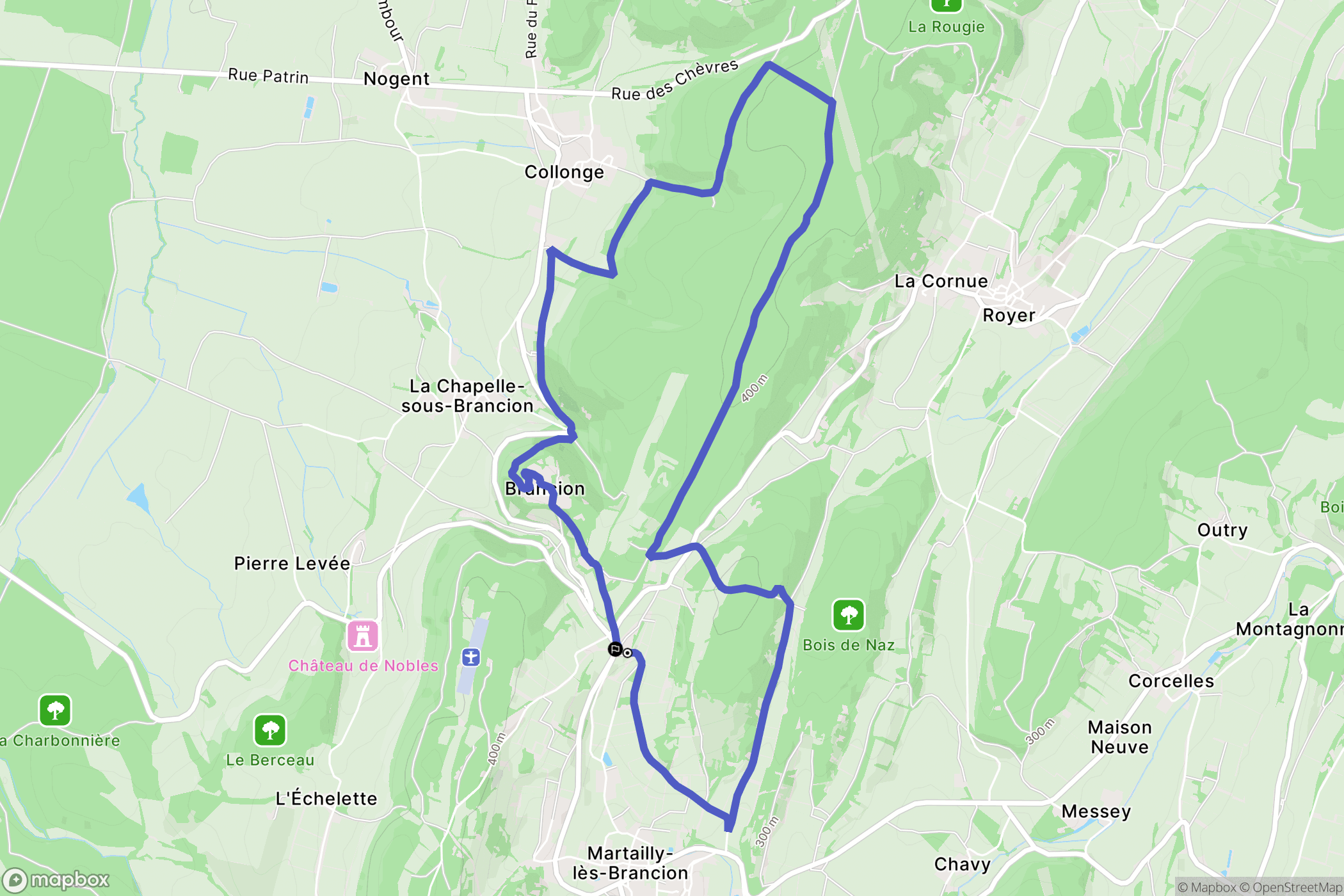 Martailly-lès-Brancion : carte du parcours de randonnée - France