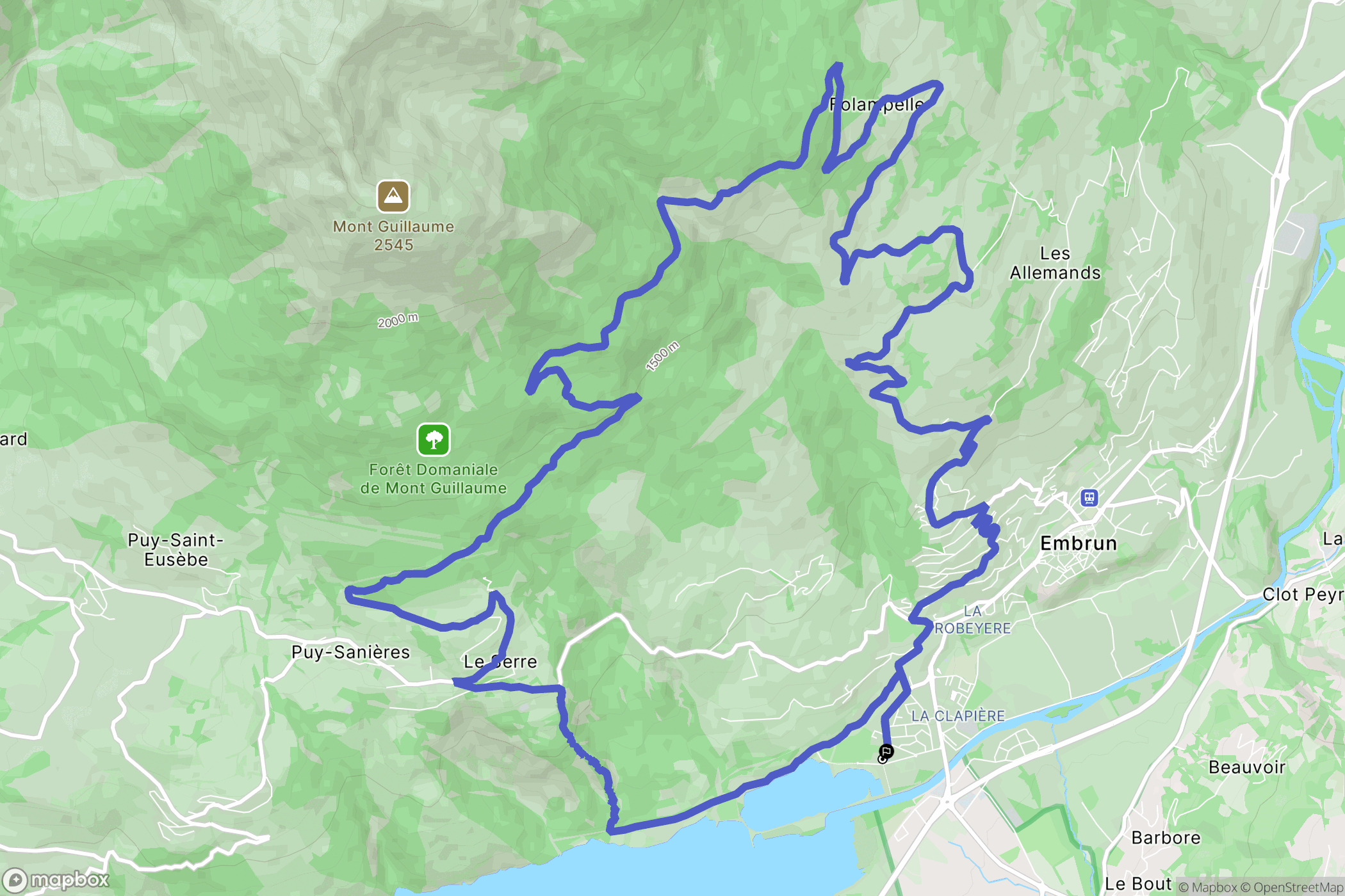 Embrun : carte du parcours de randonnée - France