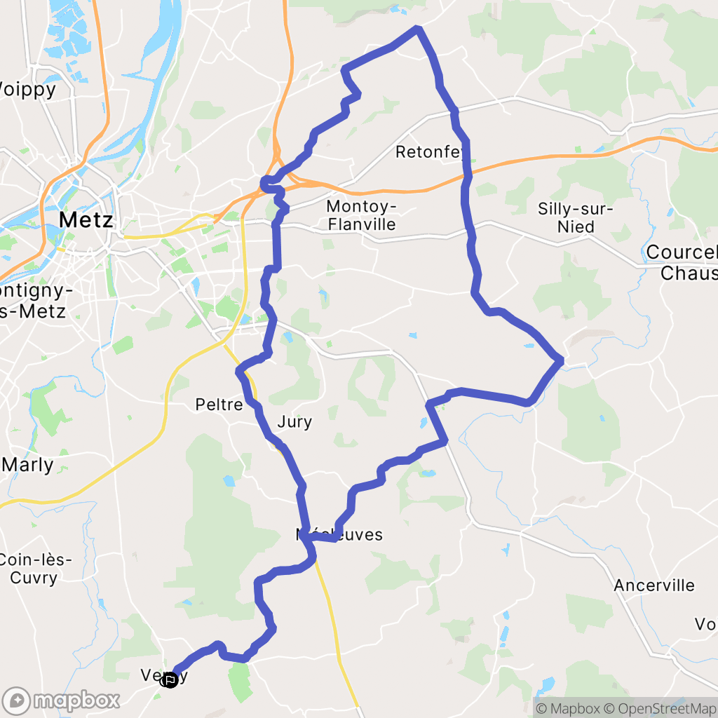 Verny : carte du parcours de randonnée - France