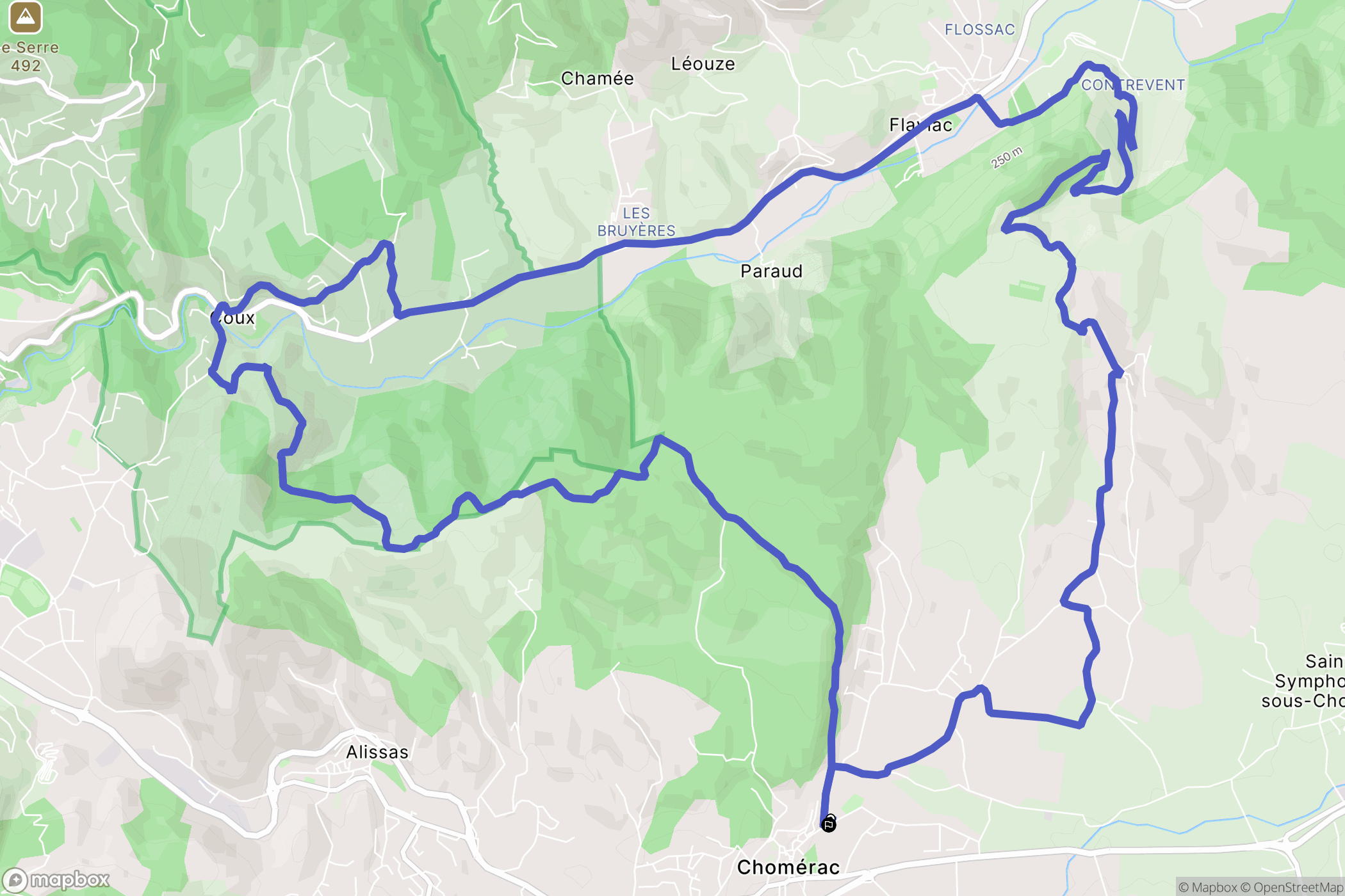 Chomérac : carte du parcours de randonnée - France
