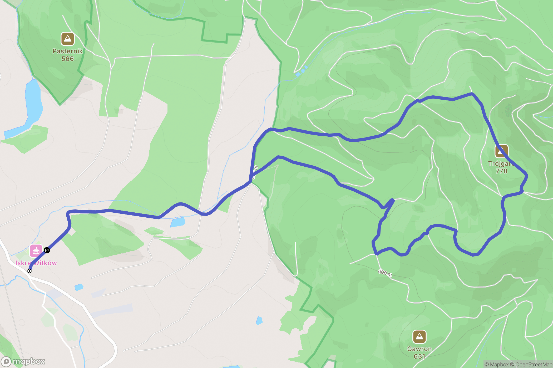 Witków: mapa trasy - Poland