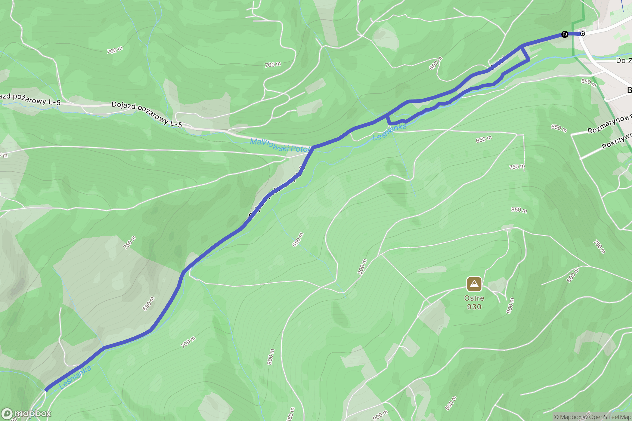 Ostre: mapa trasy - Poland