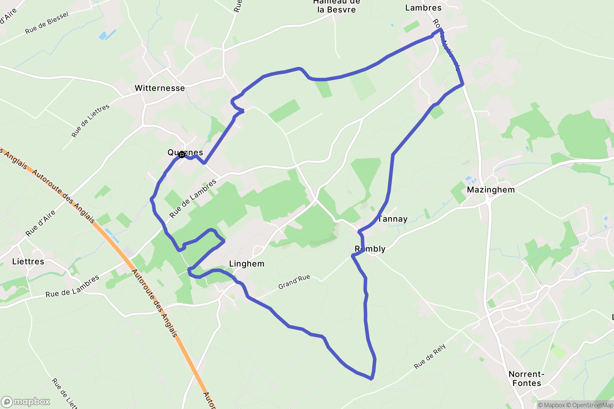 Quernes : carte du parcours de randonnée - France