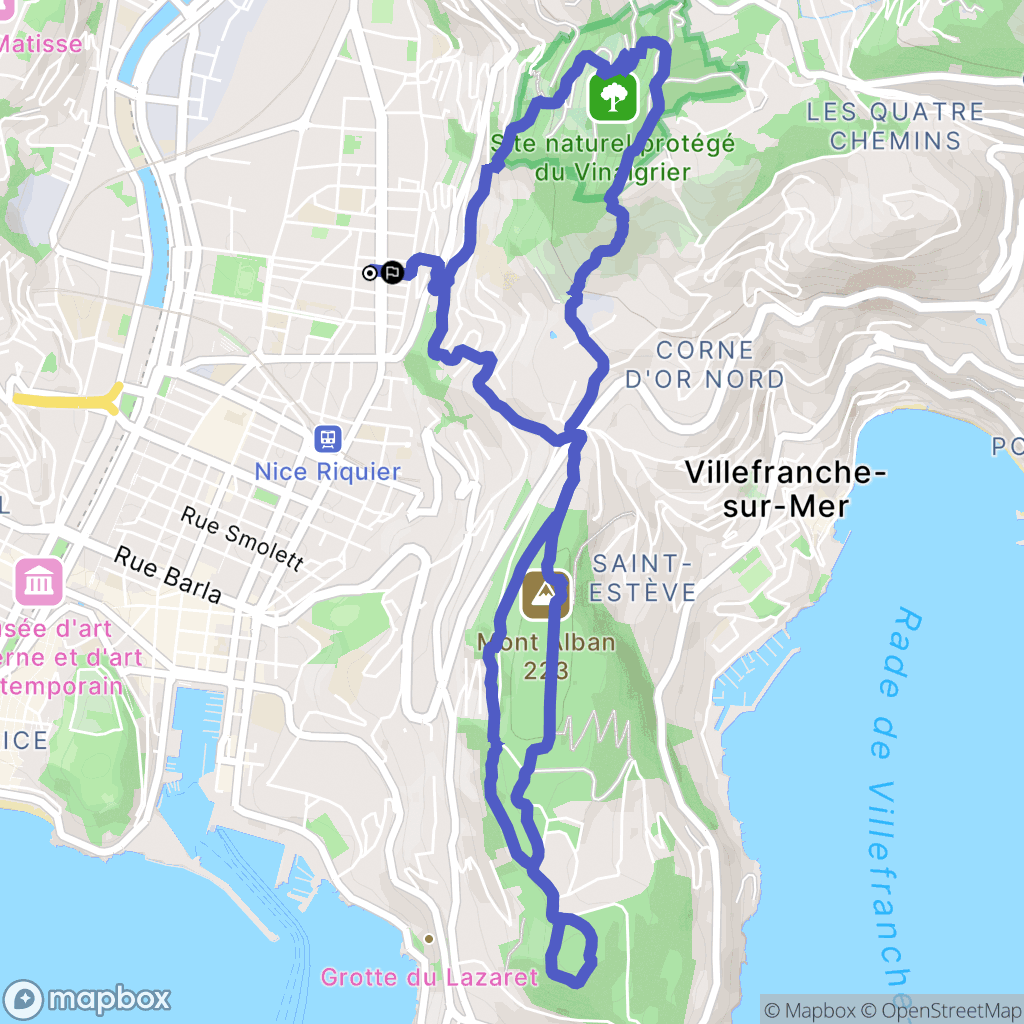 Nice : carte du parcours de randonnée - France
