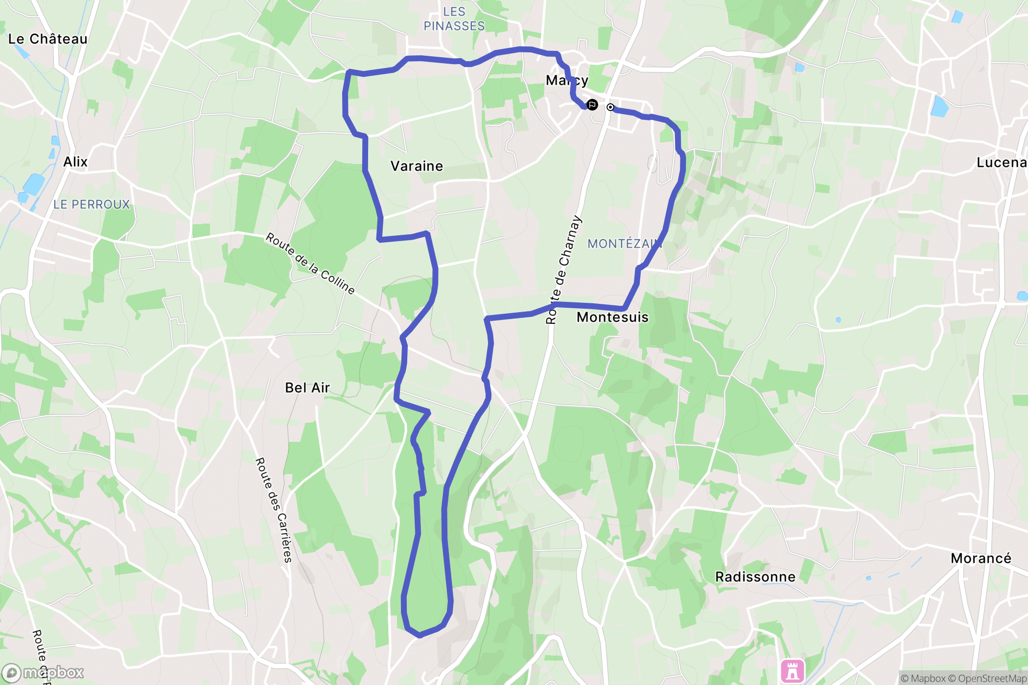 Marcy : carte du parcours de randonnée - France