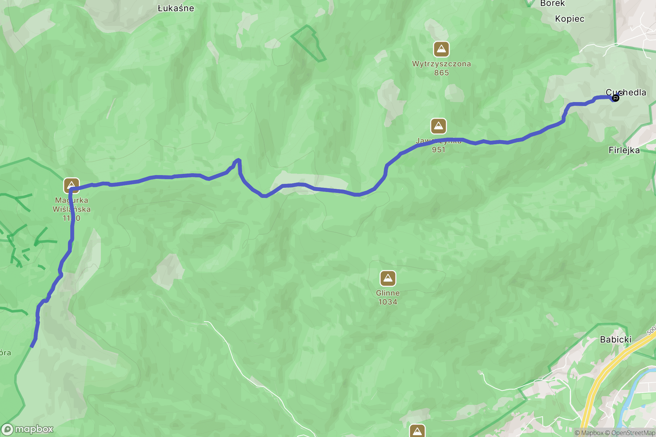 Radziechowy: mapa trasy - Poland