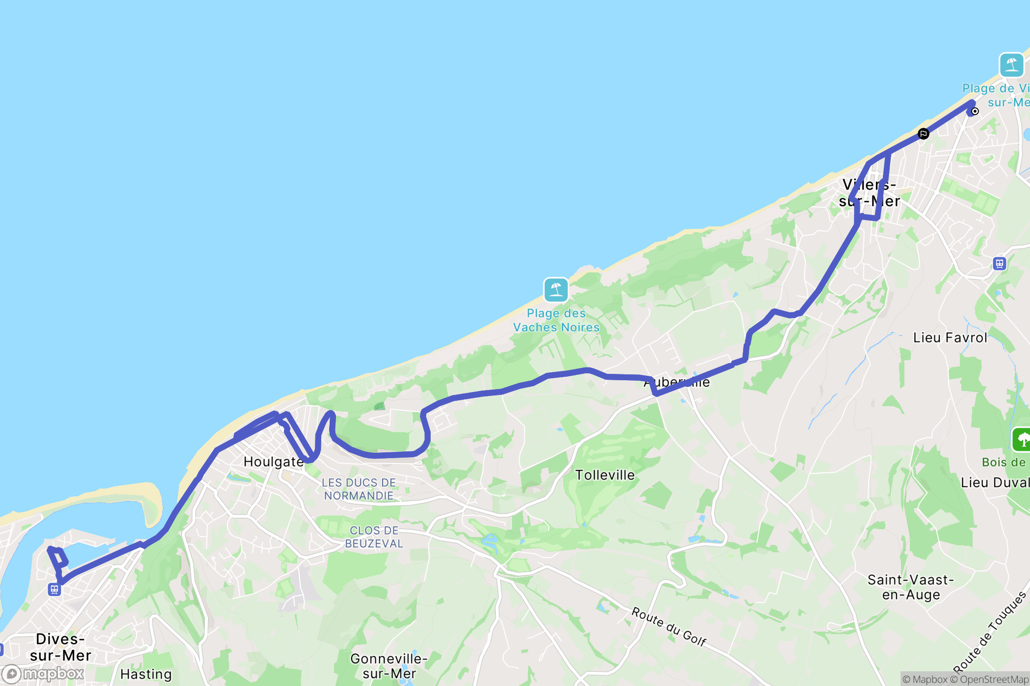 Villers-sur-Mer : carte du parcours de randonnée - France