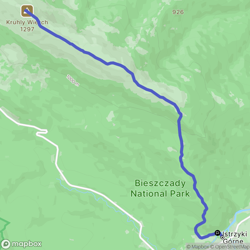 Ustrzyki Górne: mapa trasy - Poland