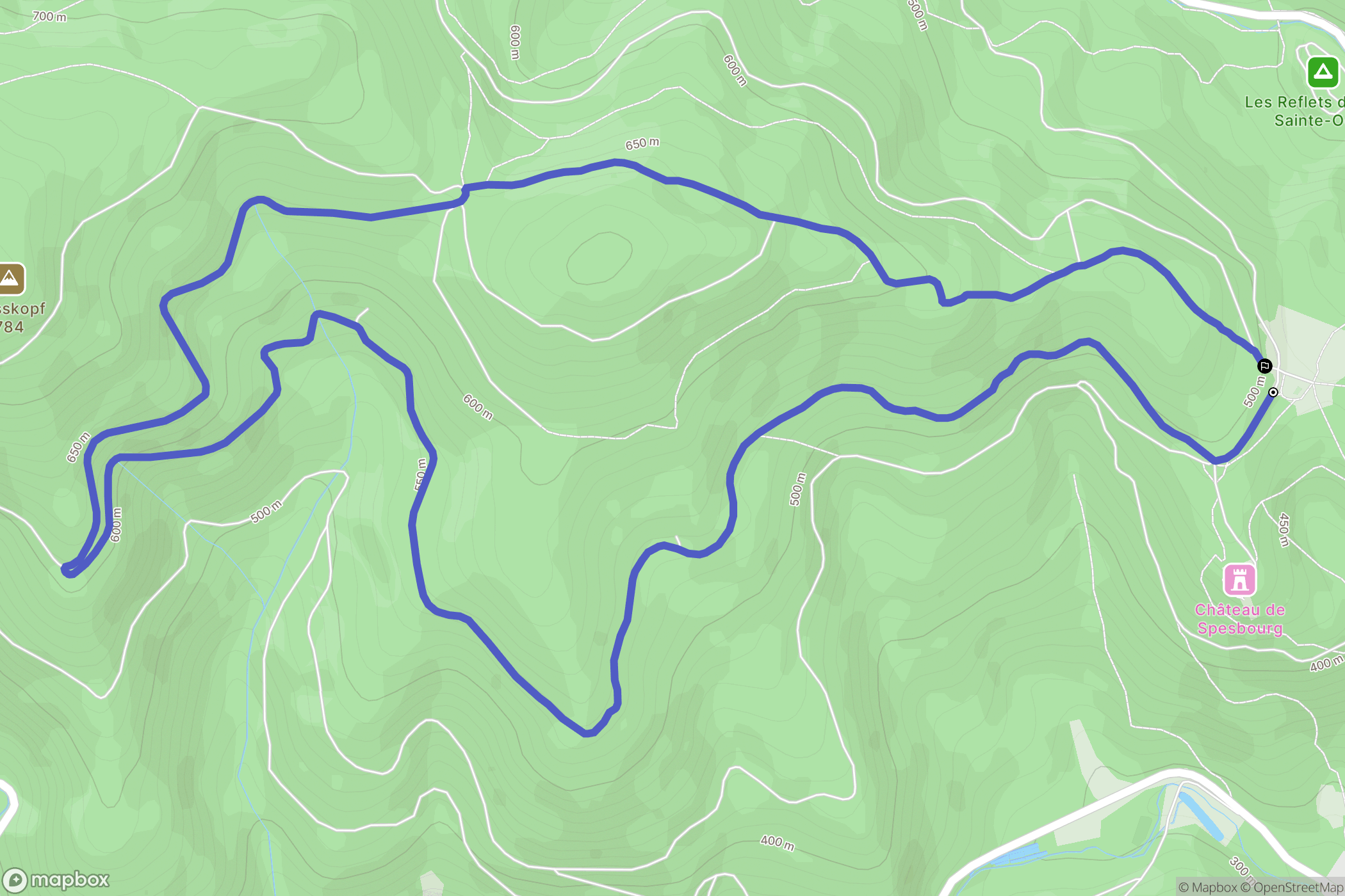 Andlau : carte du parcours de randonnée - France