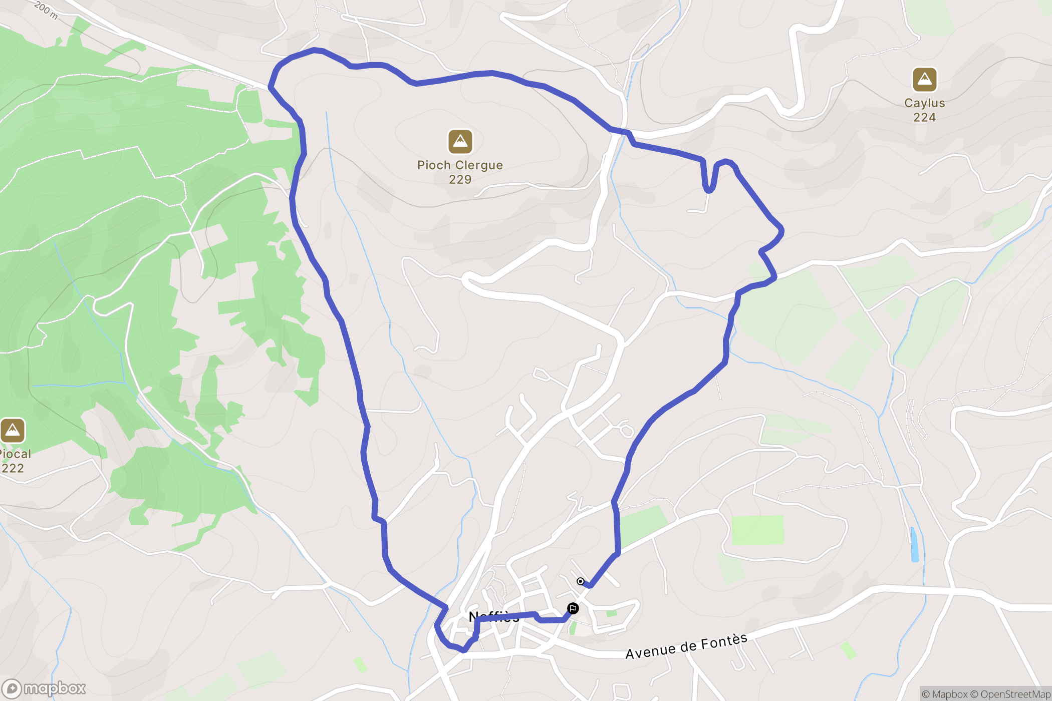 Neffiès : carte du parcours de randonnée - France