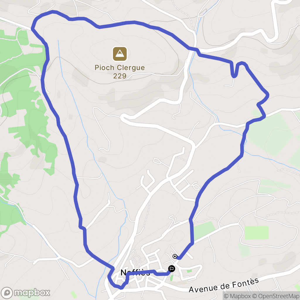 Neffiès : carte du parcours de randonnée - France