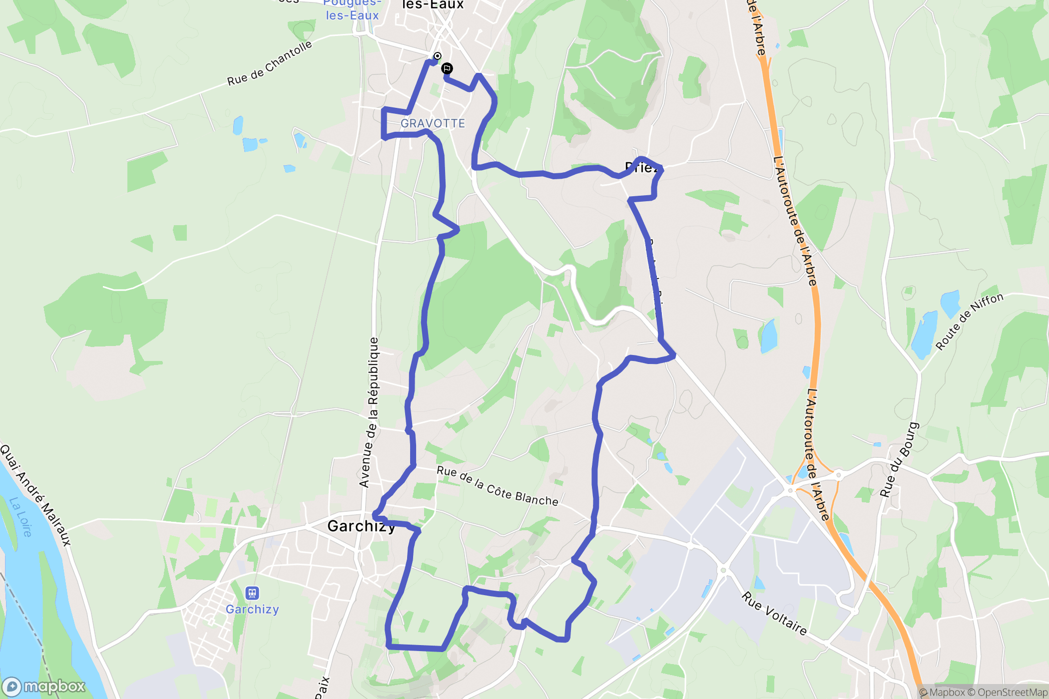 Pougues-les-Eaux : carte du parcours de randonnée - France