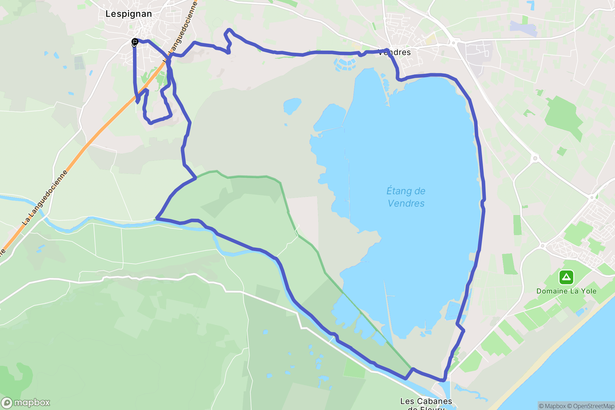 Lespignan : carte du parcours de randonnée - France