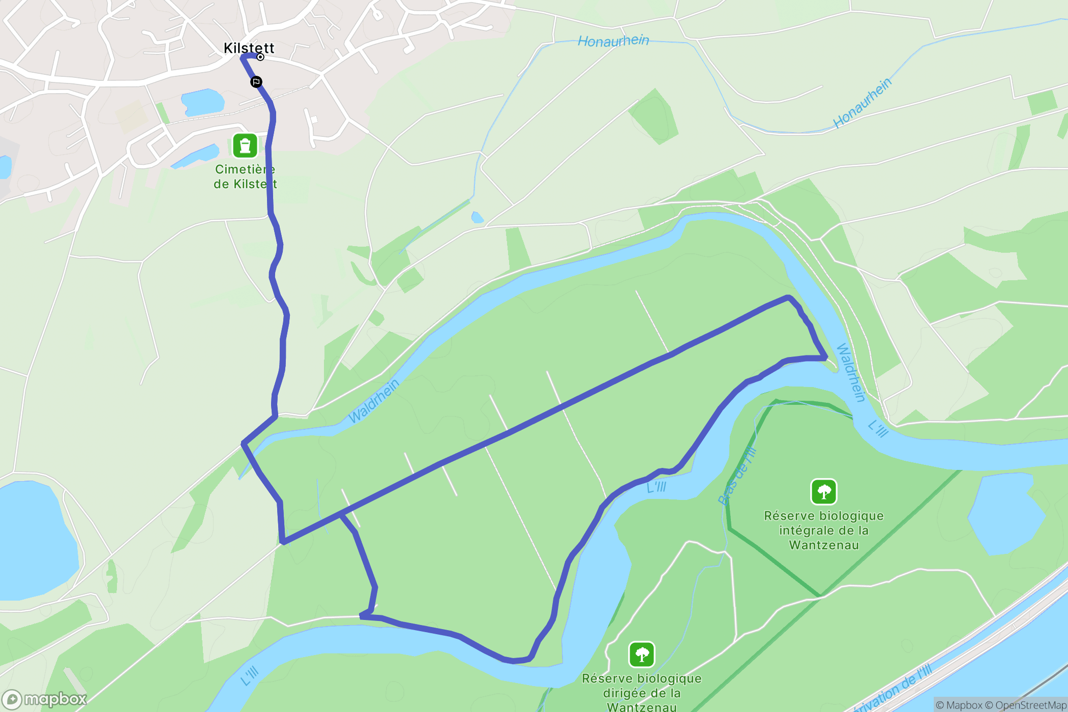 Kilstett : carte du parcours de randonnée - France