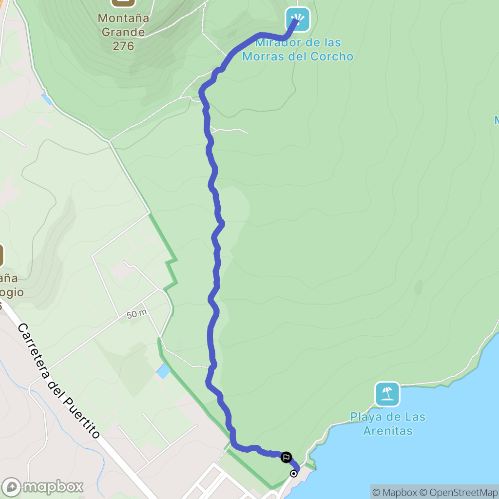 Puertito de Güímar : carte du parcours de randonnée - Spain