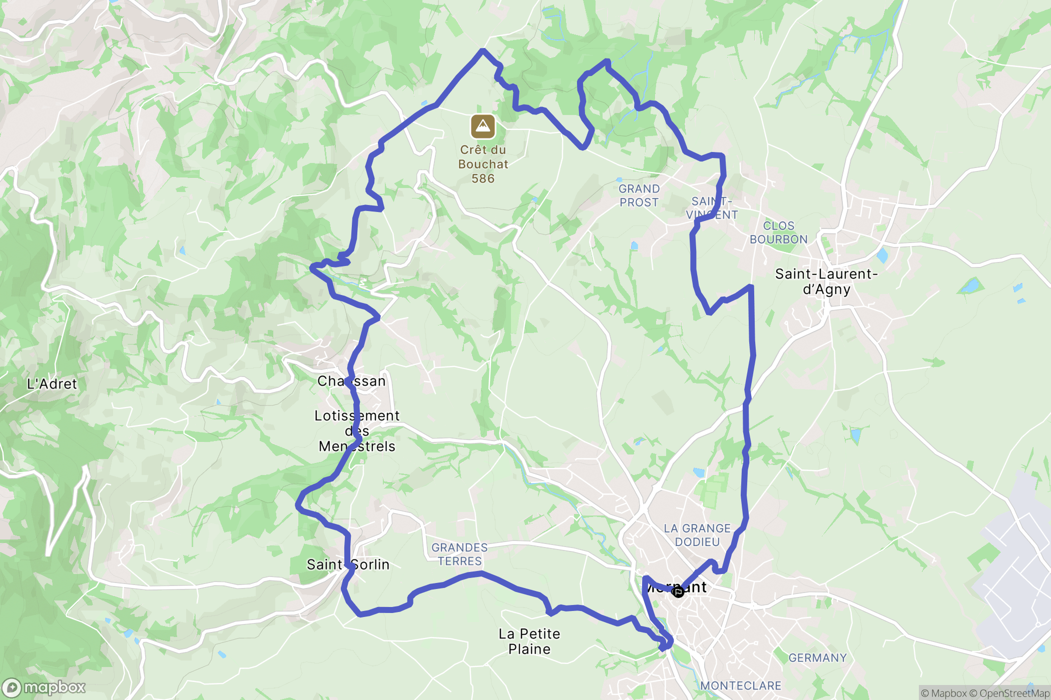 Mornant : carte du parcours de randonnée - France