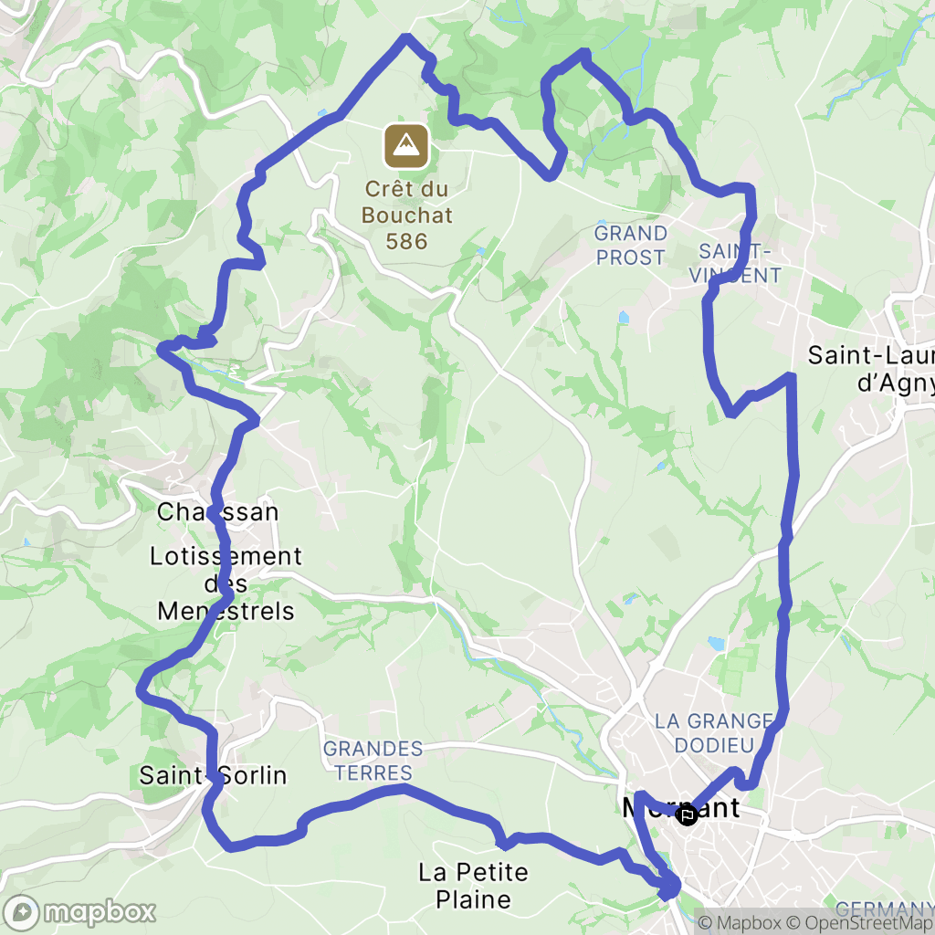 Mornant : carte du parcours de randonnée - France