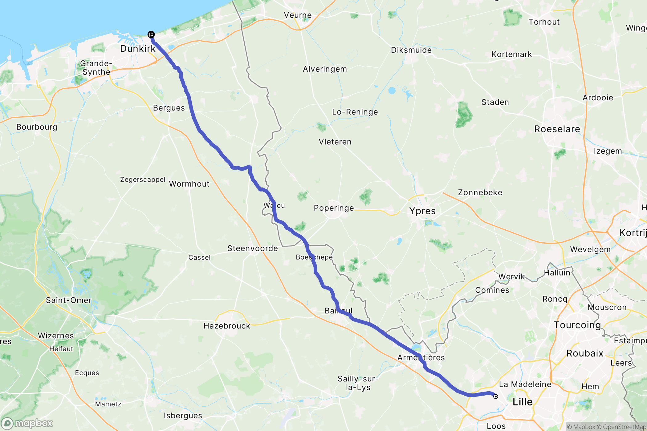 Lille : carte du parcours de randonnée - France