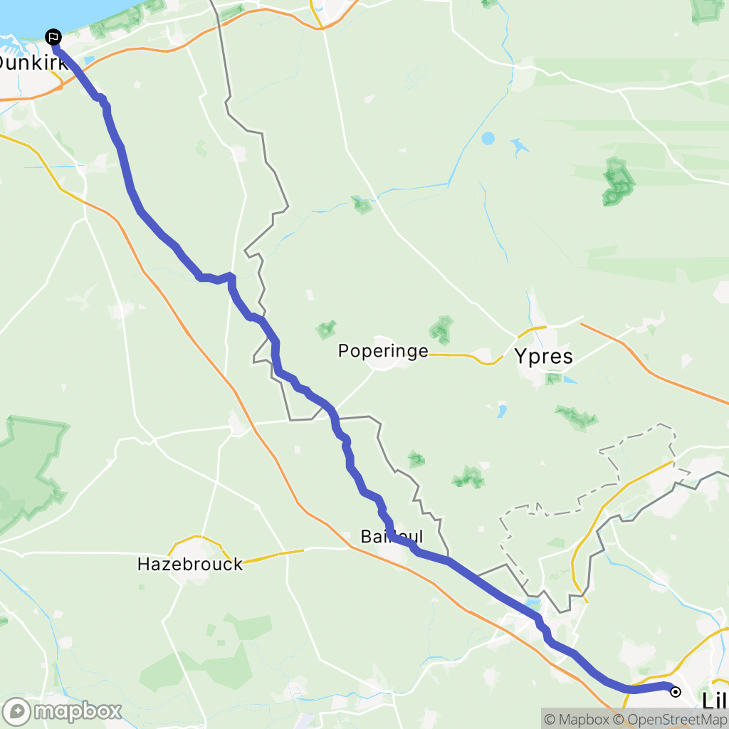 Lille : carte du parcours de randonnée - France