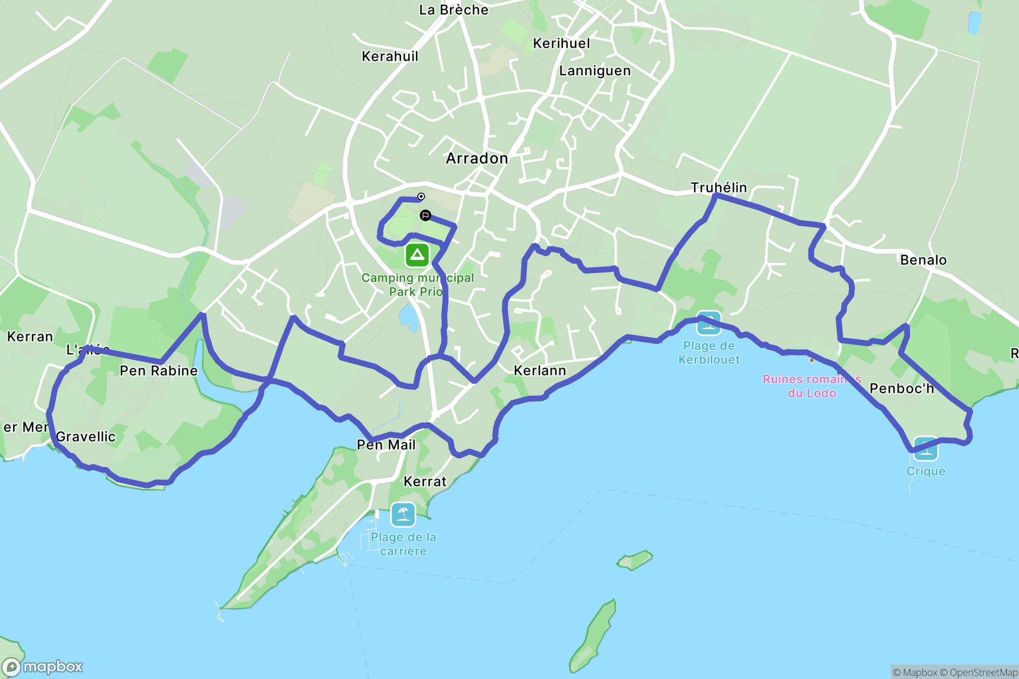 Arradon : carte du parcours de randonnée - France