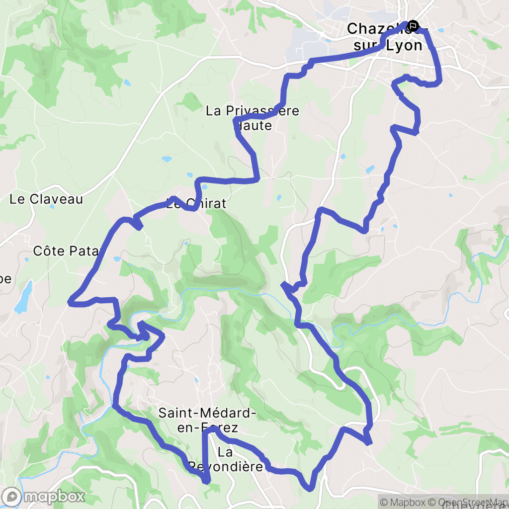 Chazelles-sur-Lyon : carte du parcours de randonnée - France