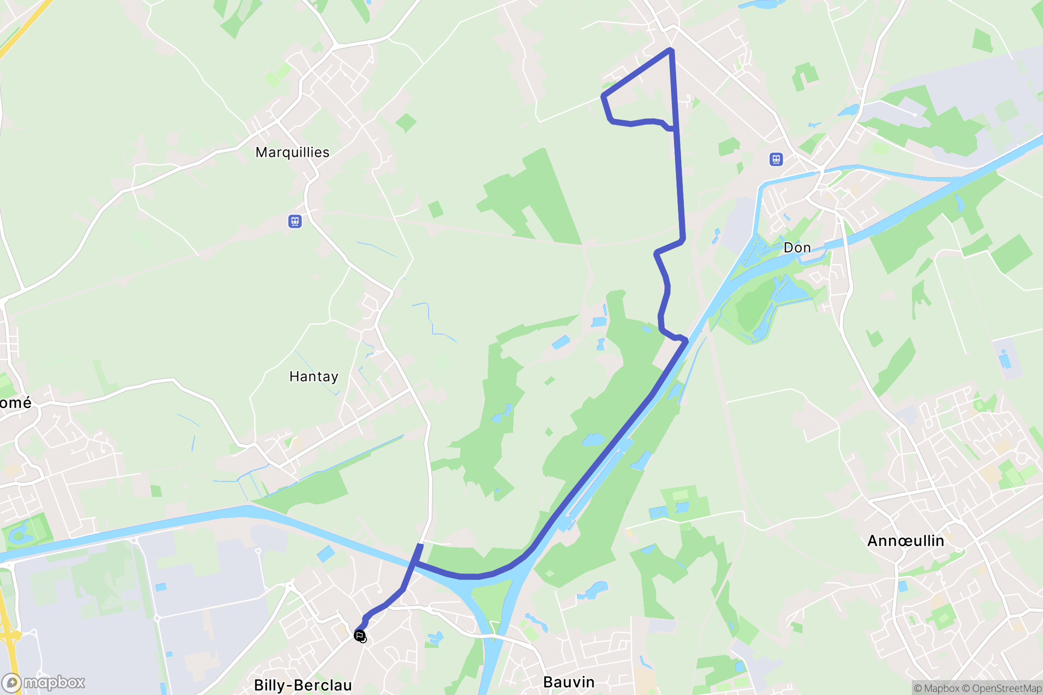Billy-Berclau : carte du parcours de randonnée - France