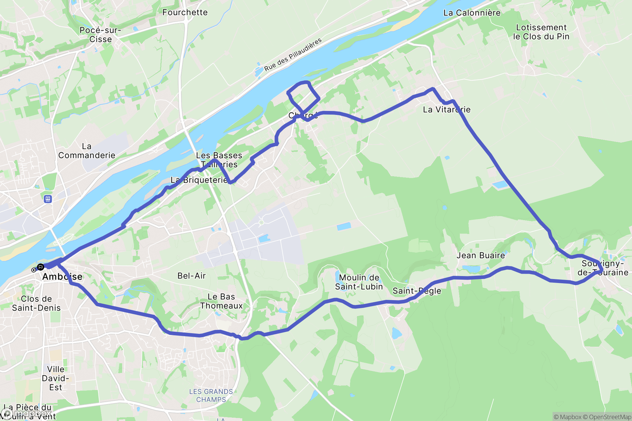 Amboise : carte du parcours de randonnée - France