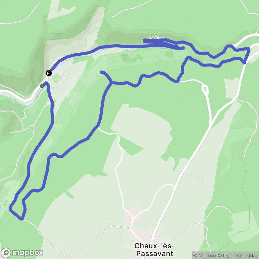 Chaux-lès-Passavant : carte du parcours de randonnée - France