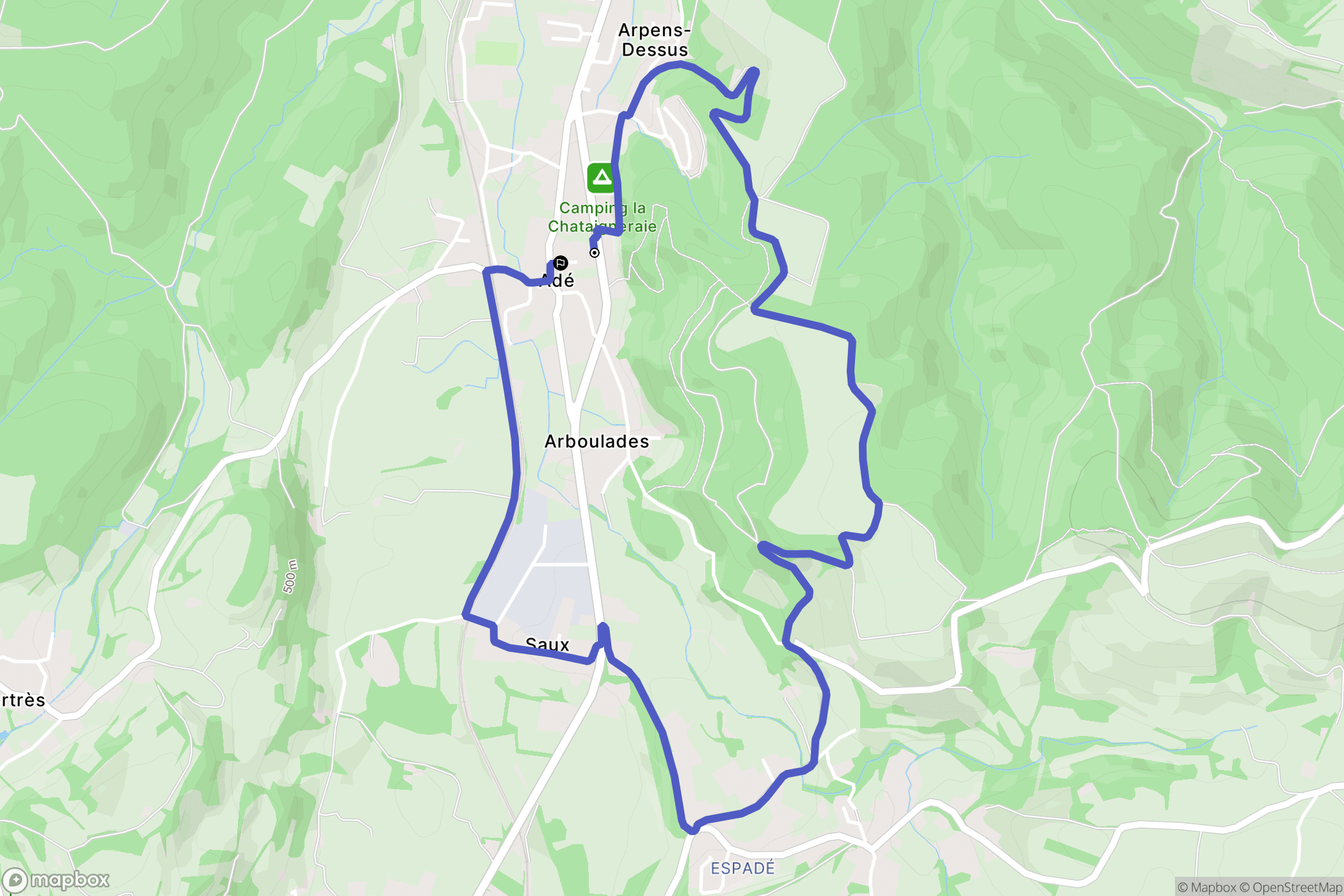 Adé : carte du parcours de randonnée - France
