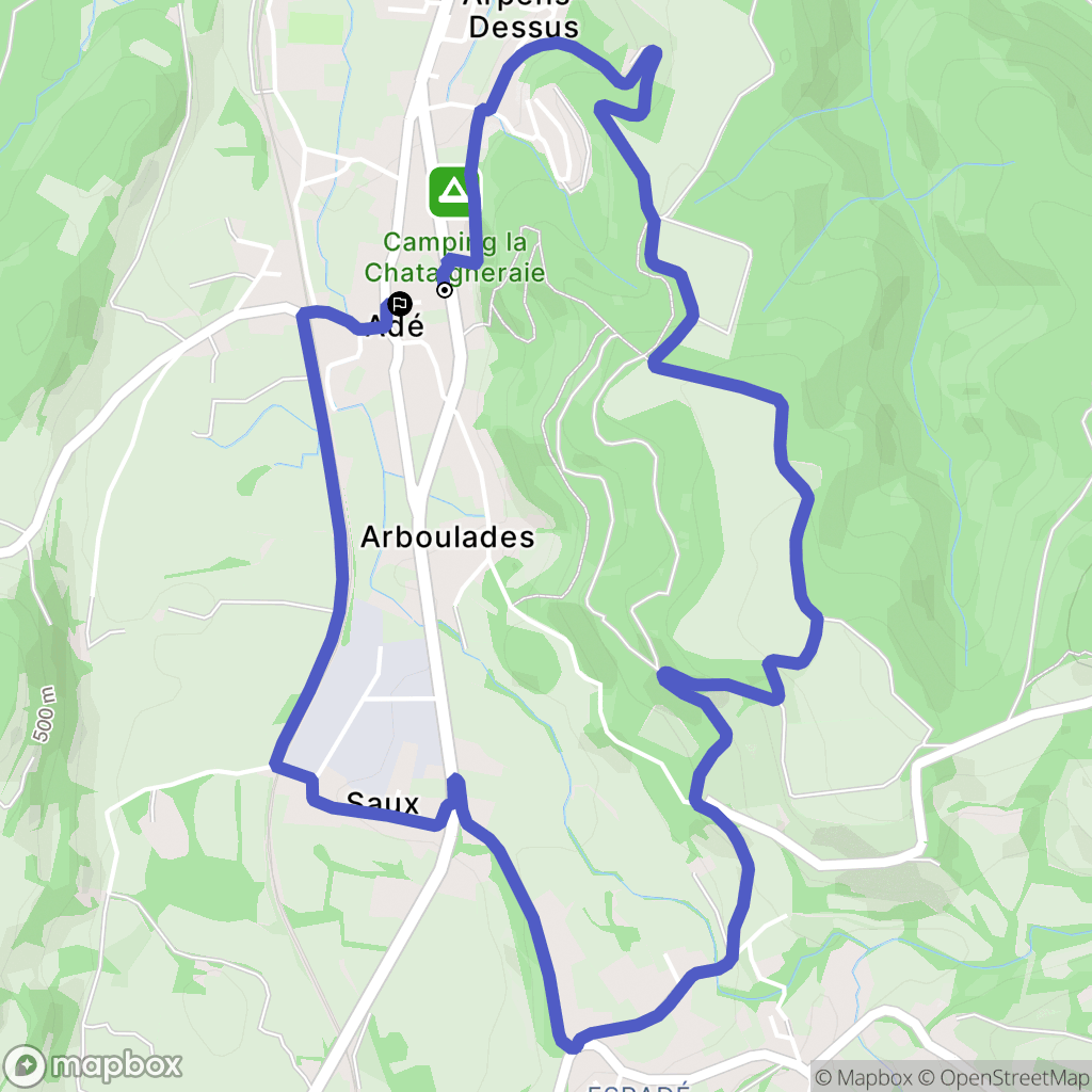 Adé : carte du parcours de randonnée - France