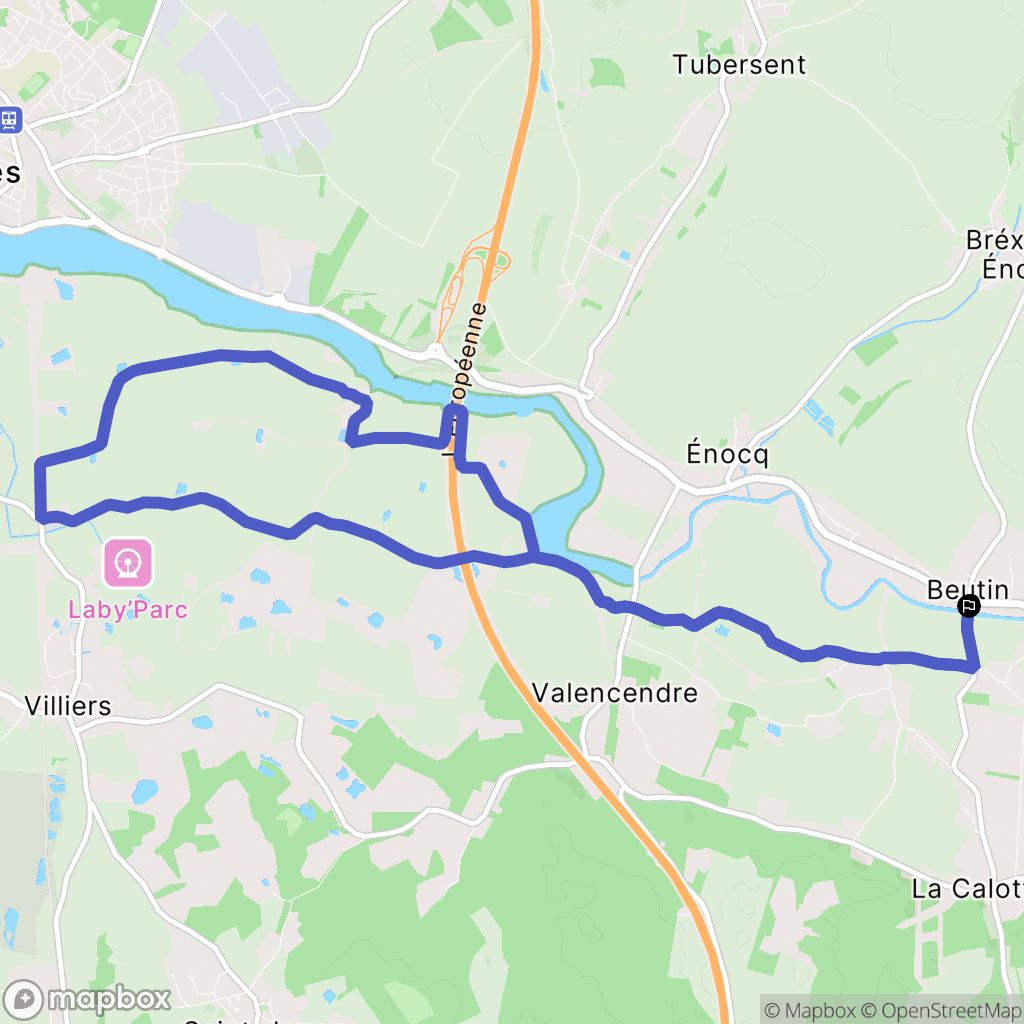 Beutin : carte du parcours de randonnée - France