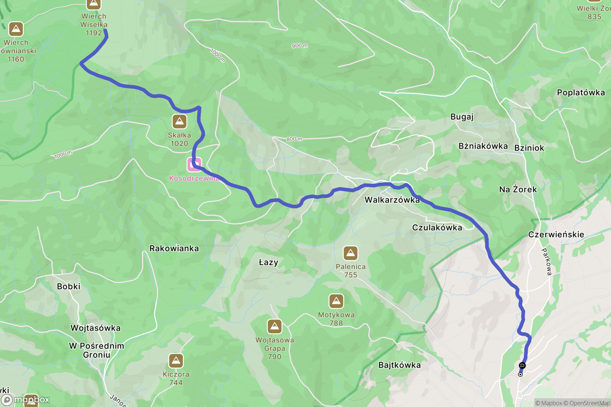 Kamesznica: mapa trasy - Poland