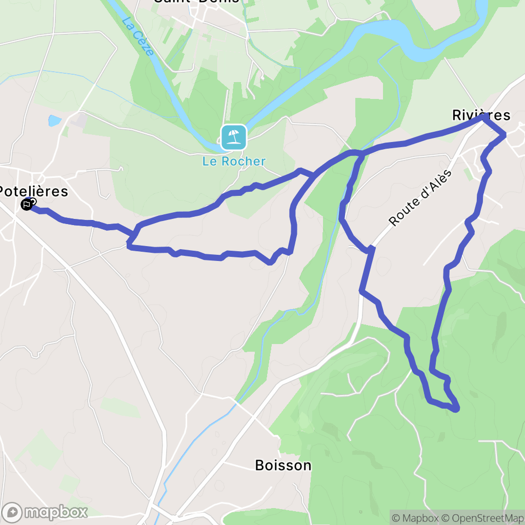 Potelières : carte du parcours de randonnée - France