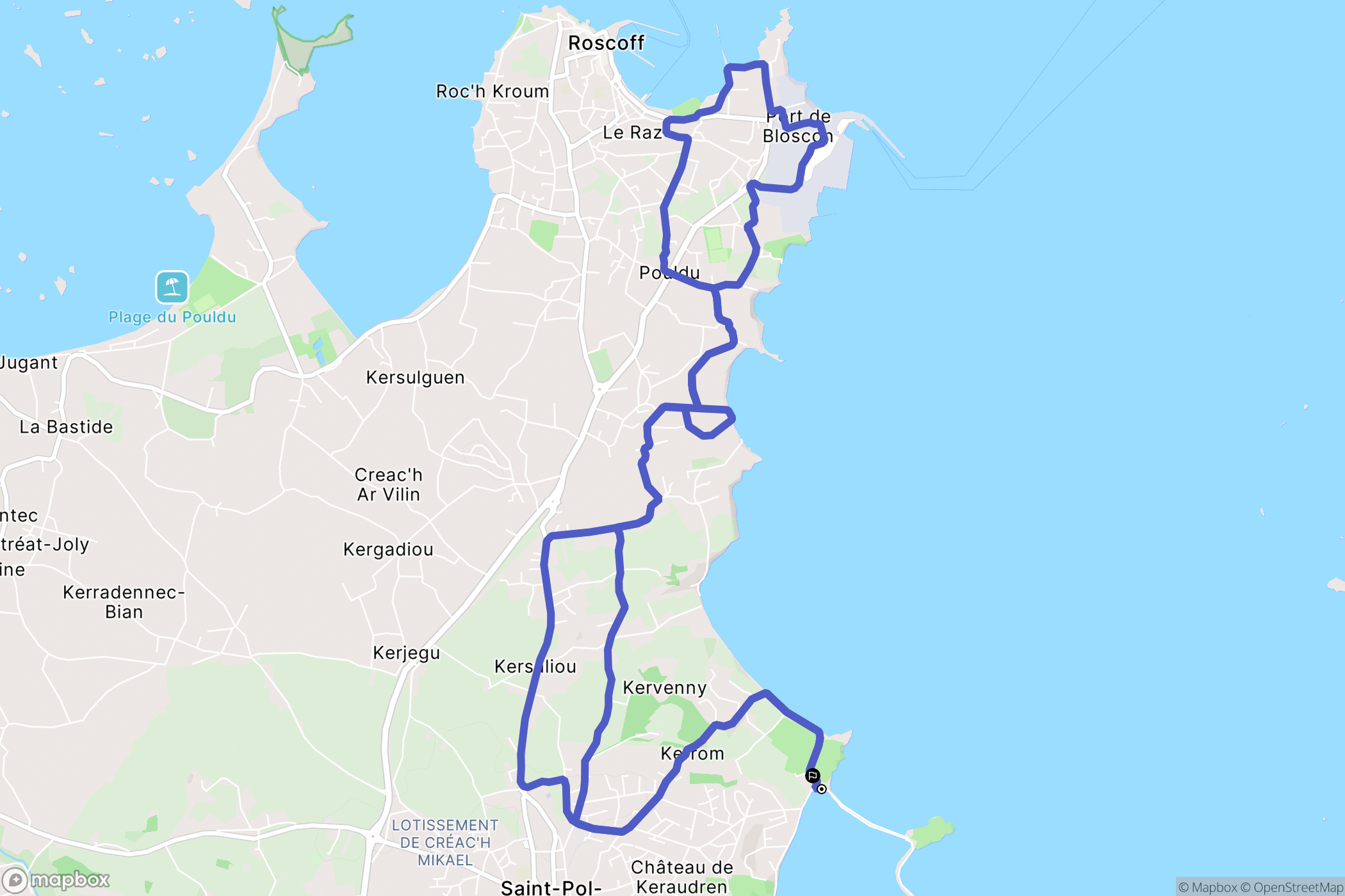Saint-Pol-de-Léon : carte du parcours de randonnée - France