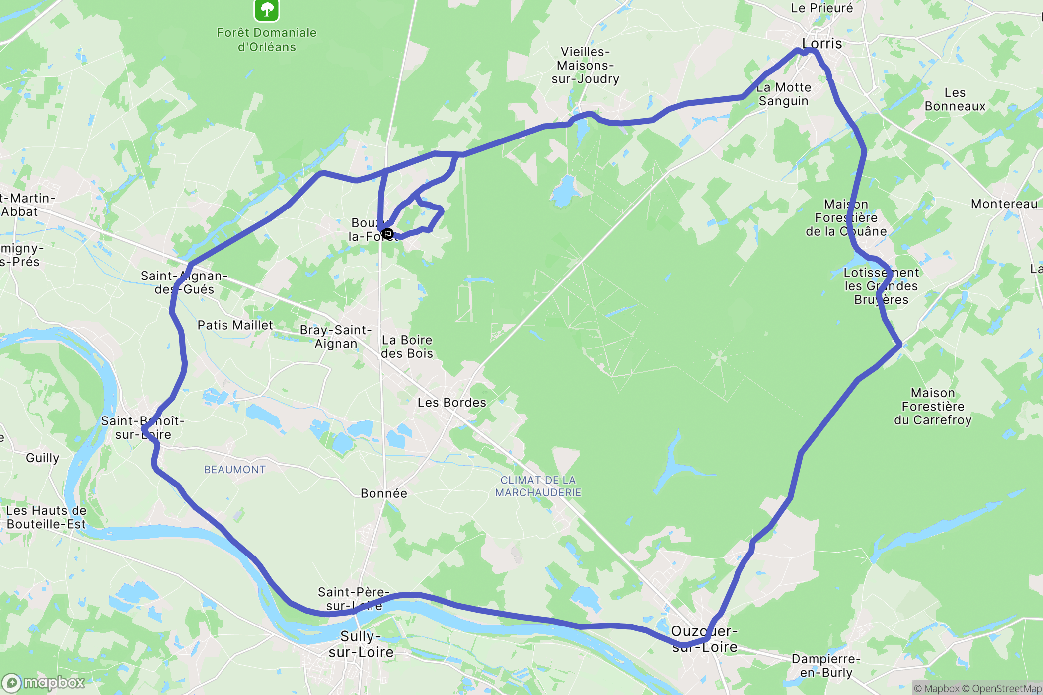 Bouzy-la-Forêt : carte du parcours de randonnée - France