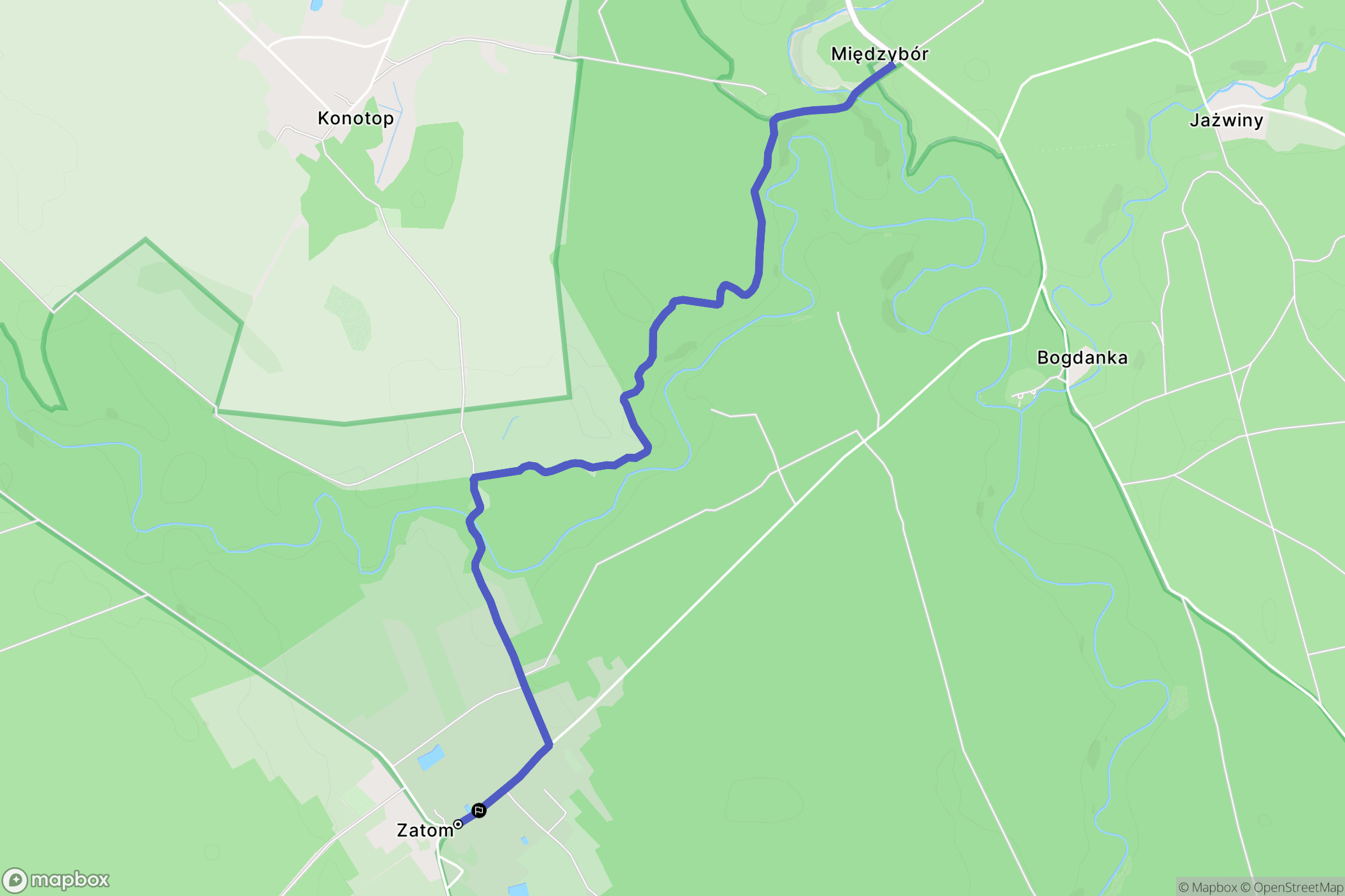 Zatom: mapa trasy - Poland