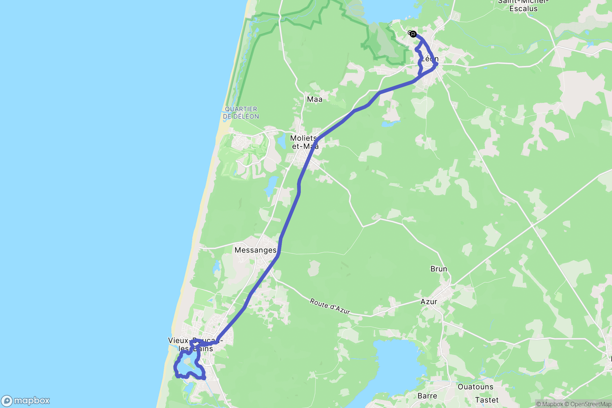 Léon : carte du parcours de randonnée - France