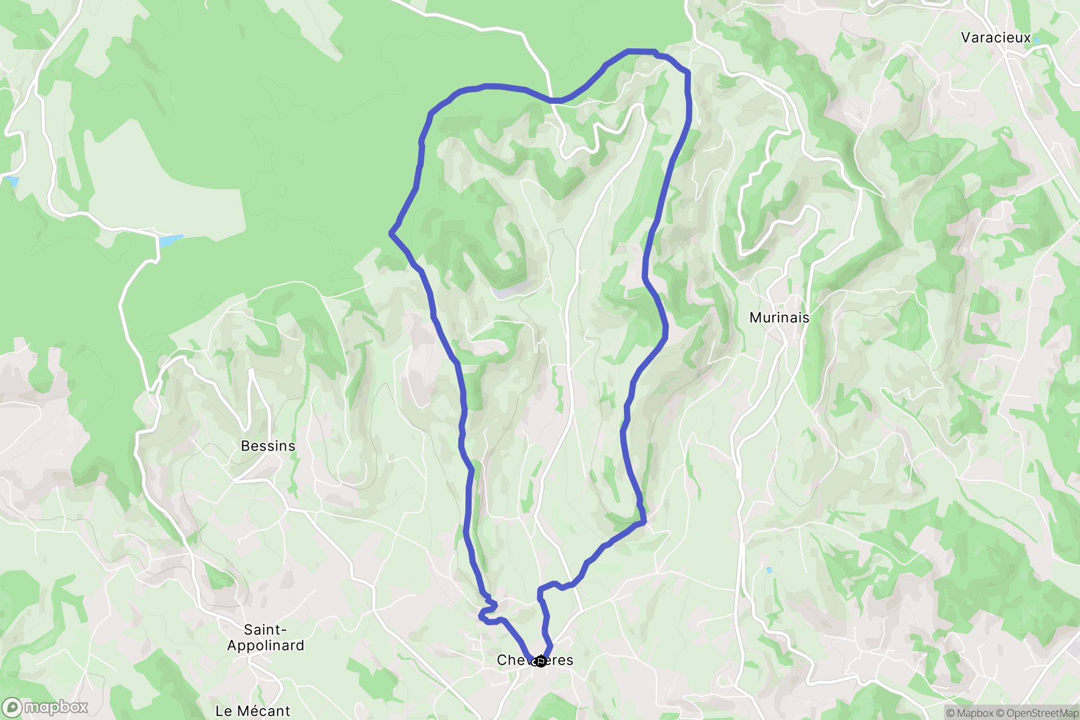 Chevrières : carte du parcours de randonnée - France