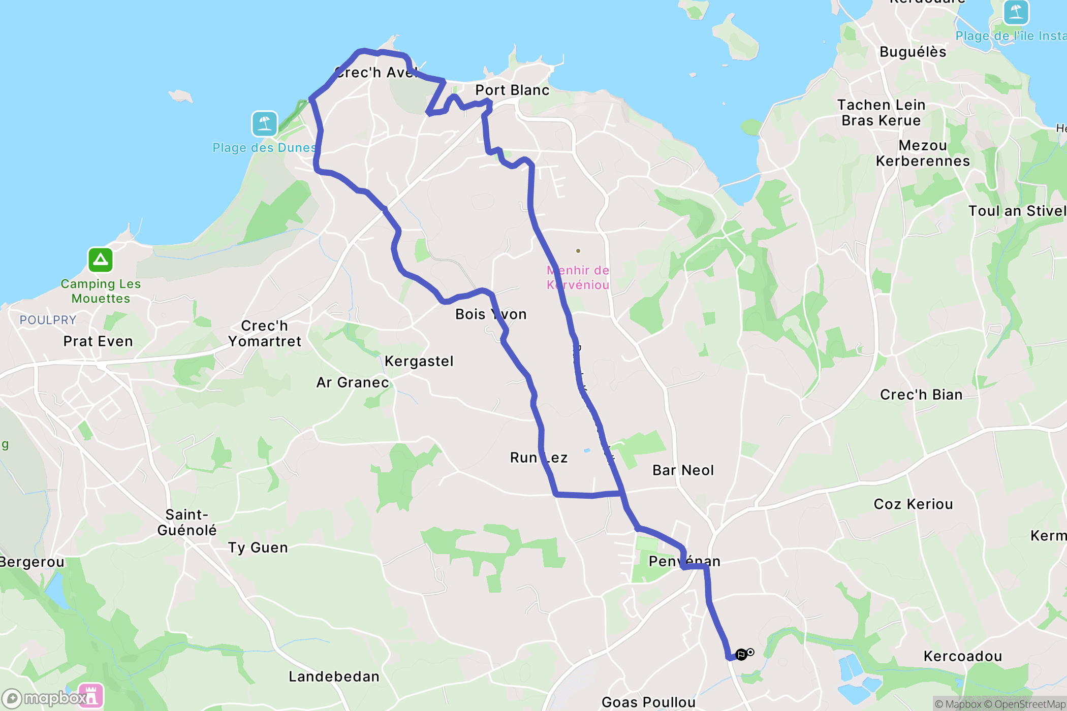 Penvénan : carte du parcours de randonnée - France