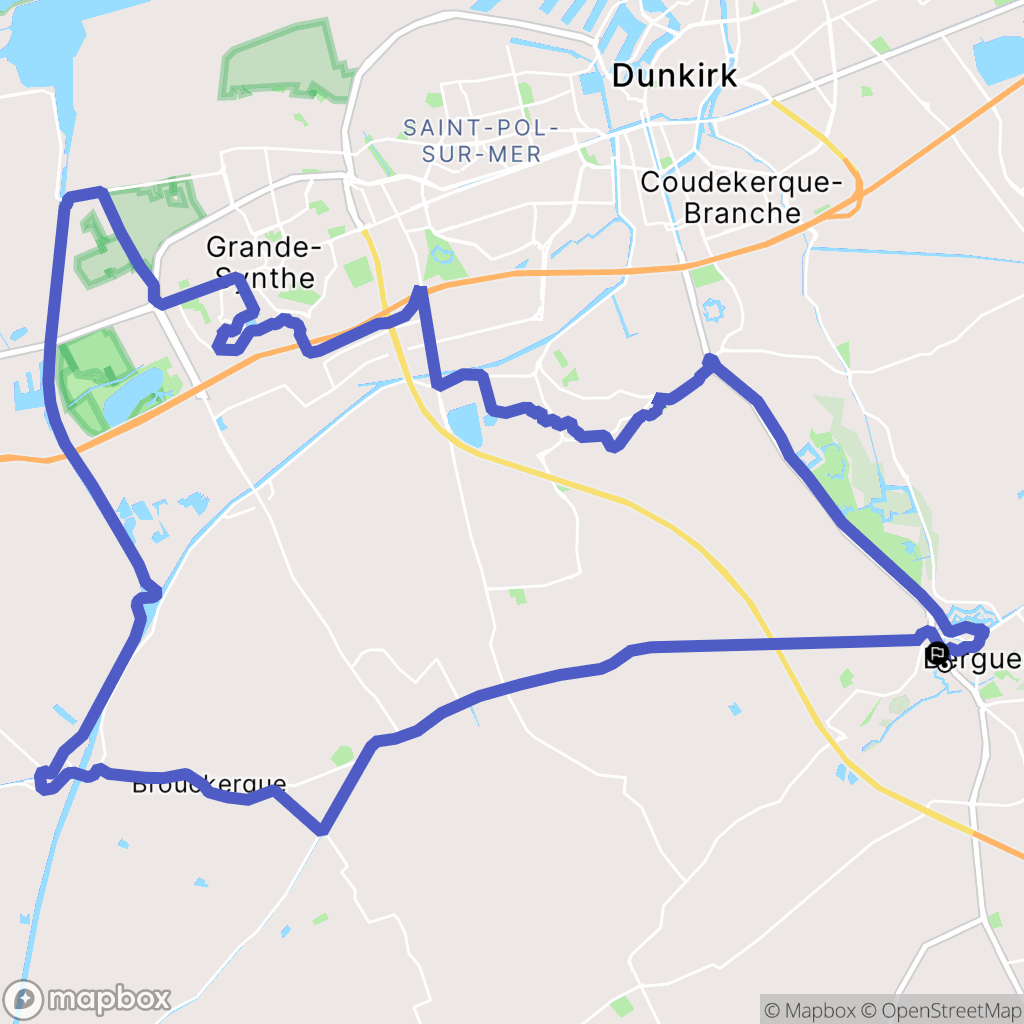 Bergues : carte du parcours de randonnée - France