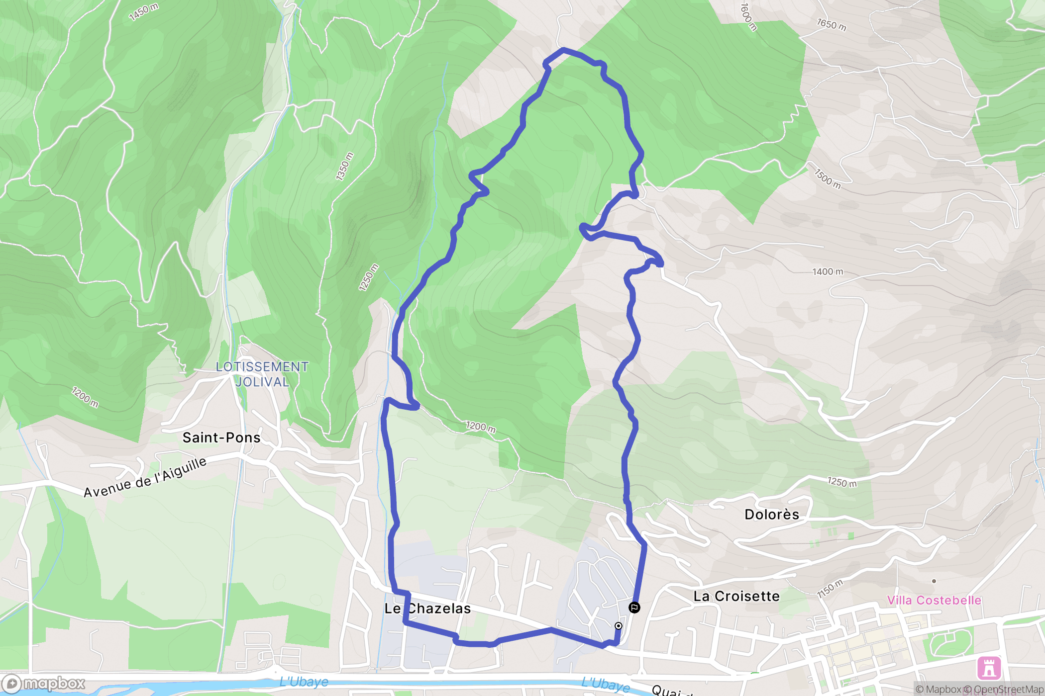 Barcelonnette : carte du parcours de randonnée - France